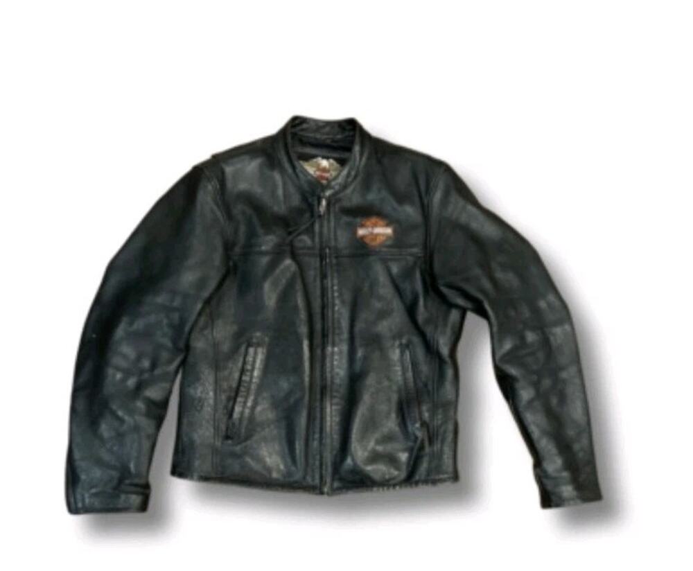 Vintage Harley-Davidson Men's Black Leather Jacket Motorcycle Rider Biker XL